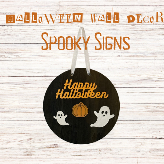 Happy Halloween Black Round Sign