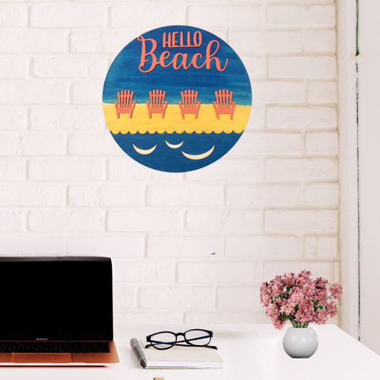 Hello Beach Wood Sign